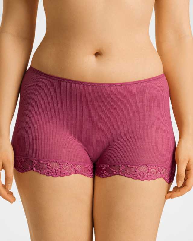 Ribbed Lace-Trim Woolen Boyshorts
